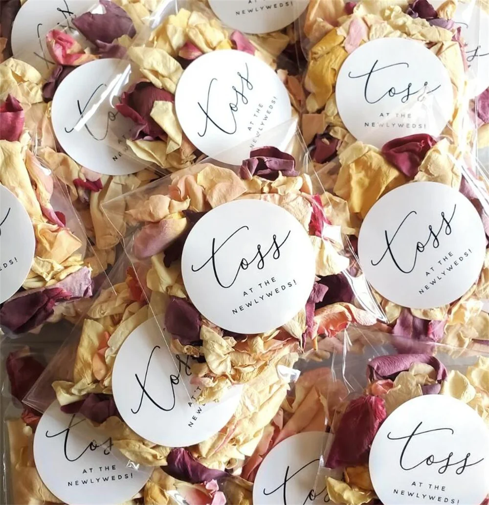 

20pcs Custom Text Wedding Petal Toss Packets - Bags with Printed Labels