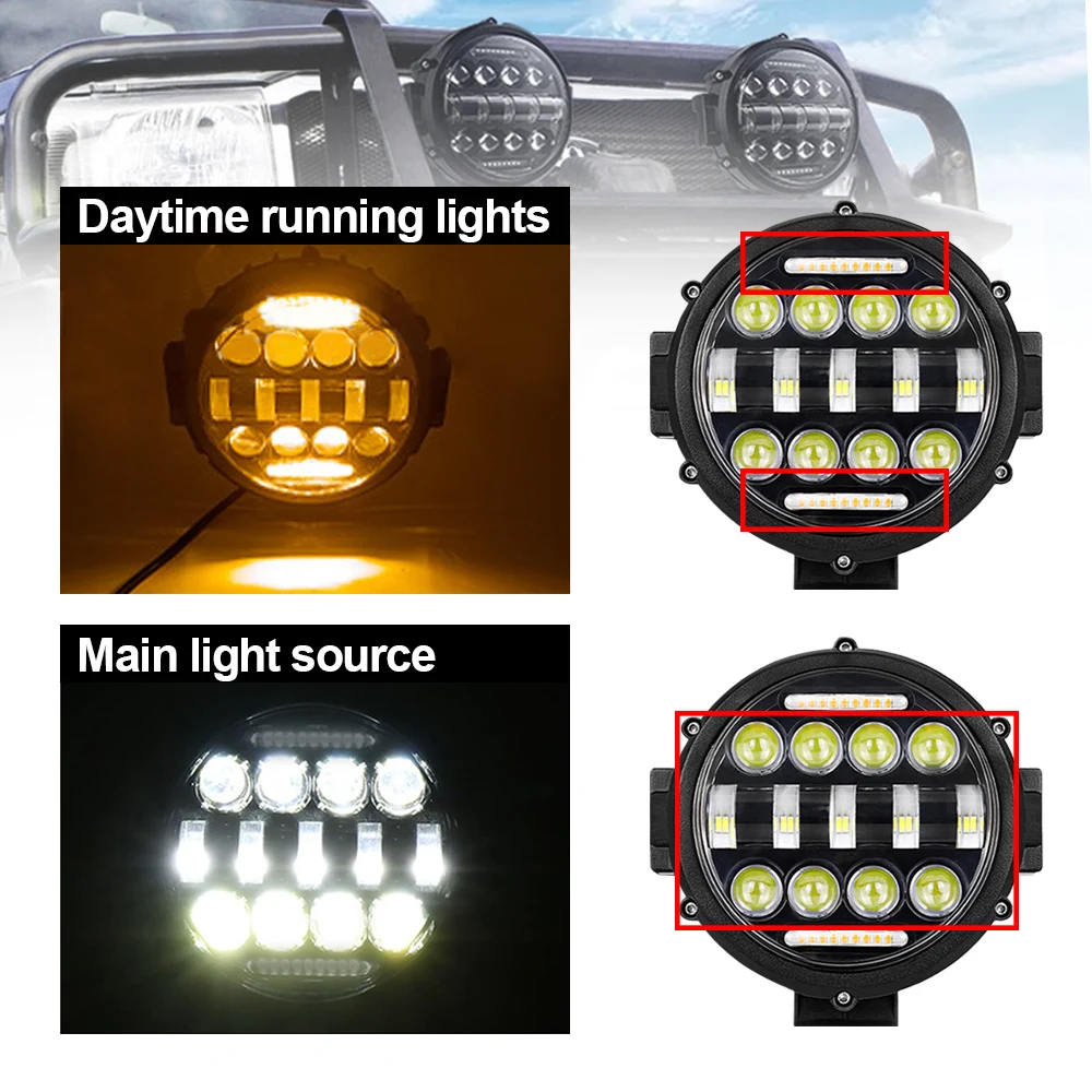 7 Pollici 51W 13Led Bar Offroad Spotlight 12V 24V Barra Luminosa Da Lavoro Per Jeep Truck Car Tractor Suv Atv Barra Led Fari