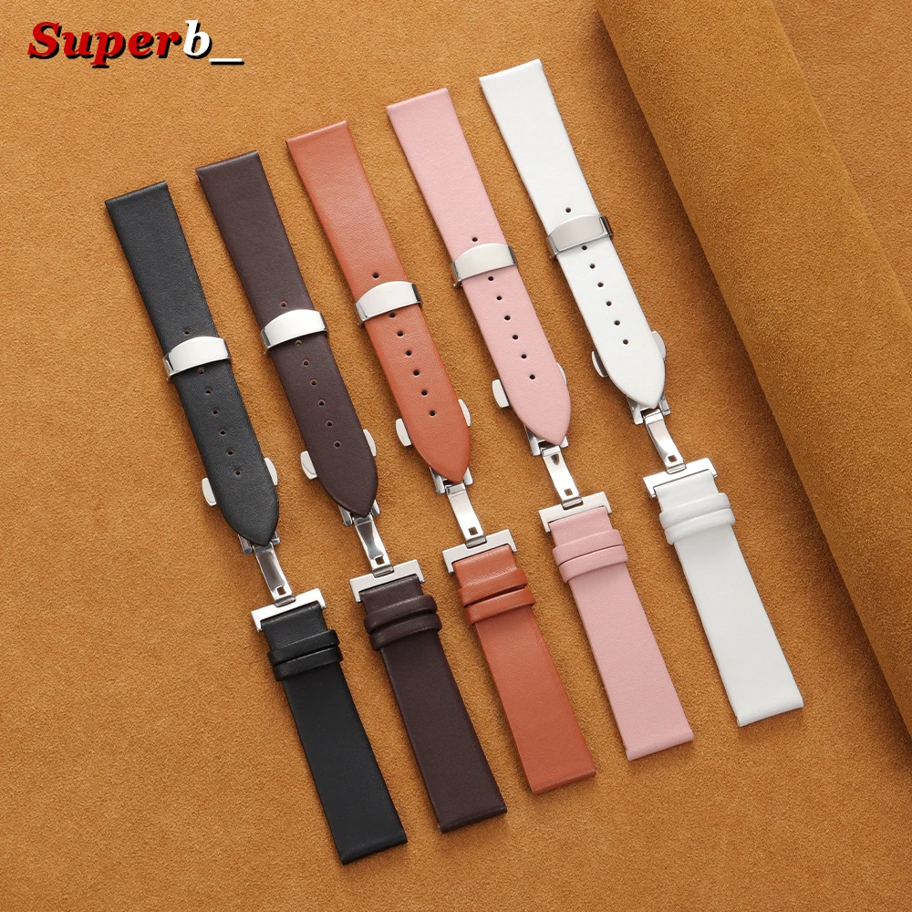 12/14/16/17/18/19/20/21/22mm Kalbsleder-Uhrenarmband Ultradünnes Echtleder-Uhrenarmband mit Schmetterlingsverschluss Uhrenzubehör – Detail 4