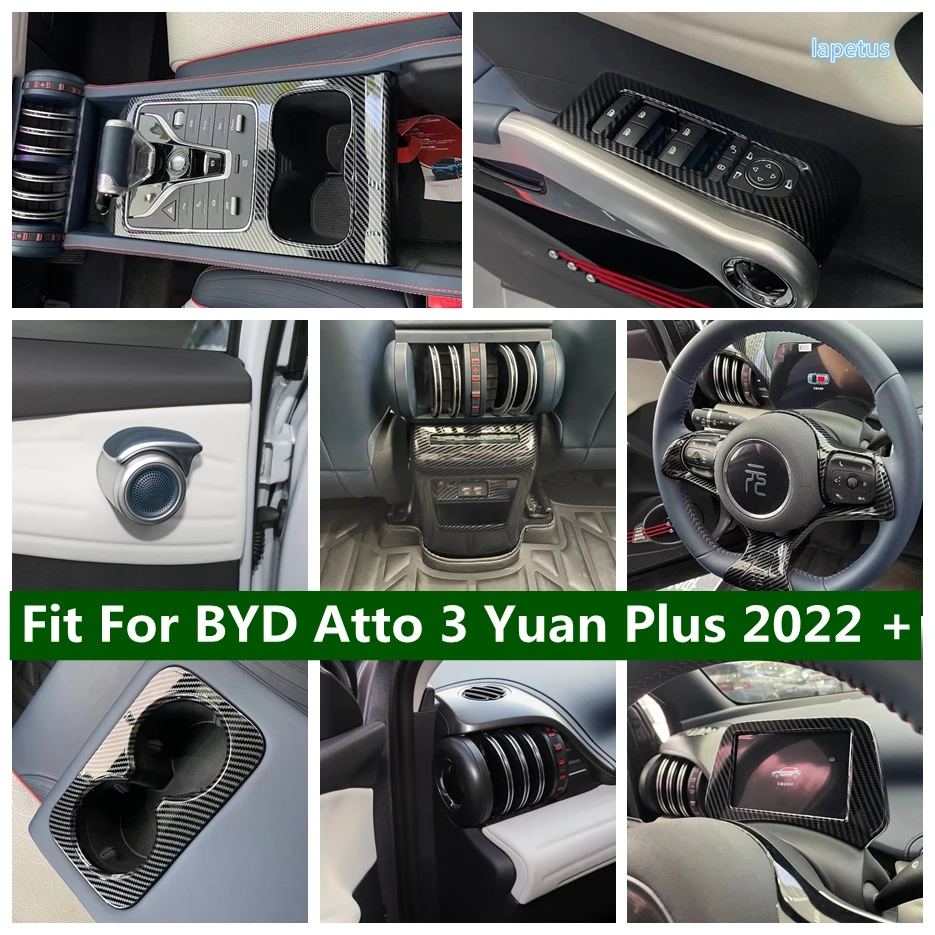 

Car Console Gear Shift Box Panel Dashboard Display Screen Cover Trim Carbon Fiber Interior For BYD Atto 3 Yuan Plus 2022 2023