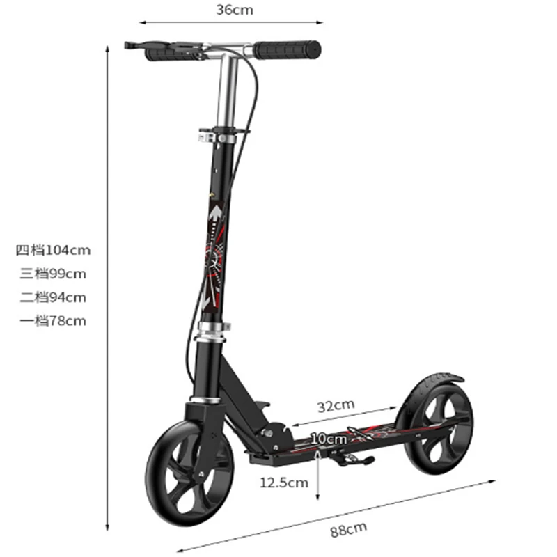 Foldable Two-Wheel Scooter for Children and Teens Adult, City Work School Student, One-Legged Scooter