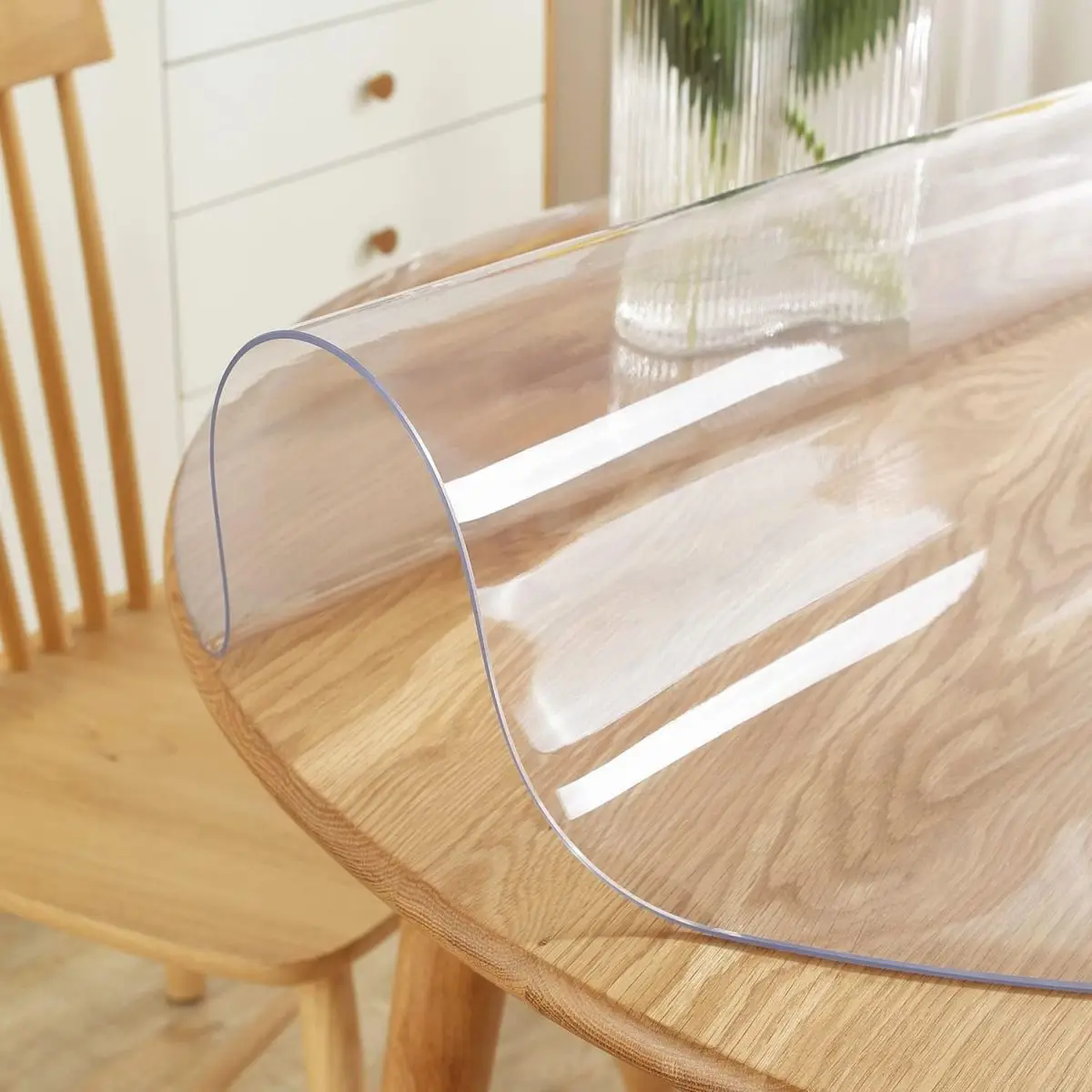 Soft Glass Tablecloth Transparent PVC Table Cloth Waterproof Oil Proof Kitchen Dining Rectangular Table Cover Matte Clear 6