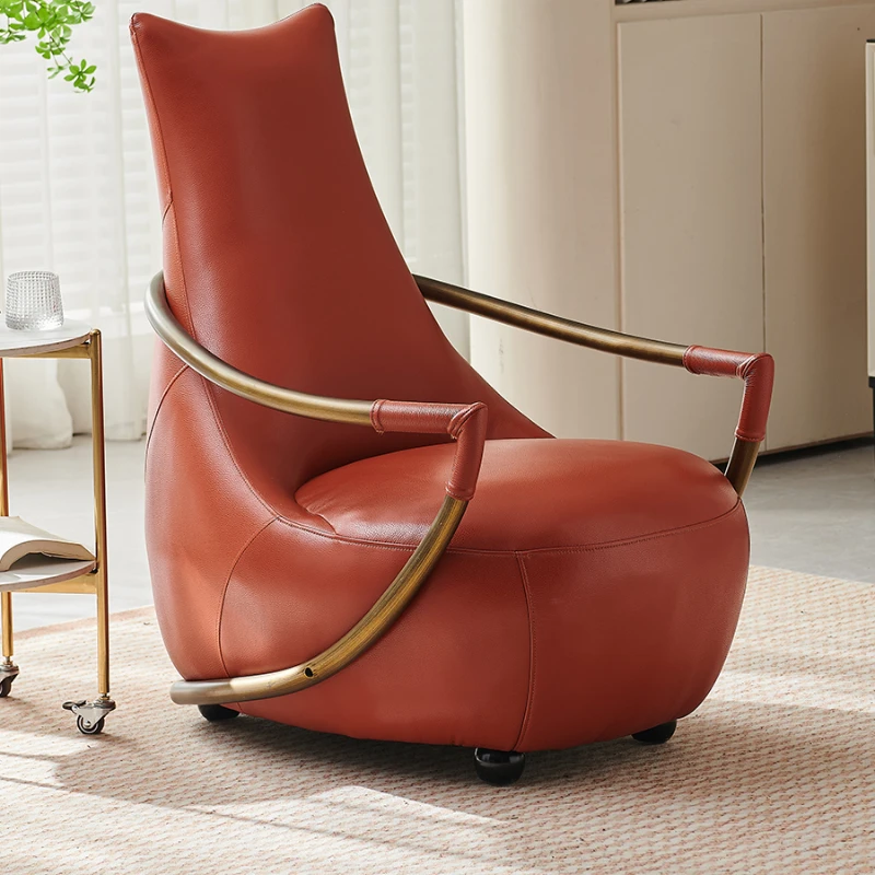 

Minimalist leather single armchair, modern tiger chair, lazy lounge