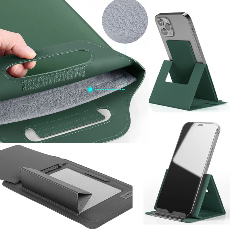 Pasta Portátil para Macbook Pro Air 15.4 13.3 13 12 11 Bolsa de Laptop pu Manga de Couro Bolsa Destacável para Notebook - Imagem 3