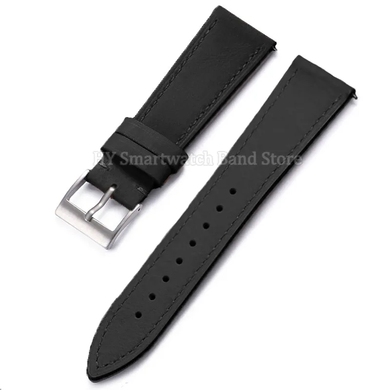 Elegant Universal Leather Watch Strap - Quick Release Fashion Band in Black and Brown