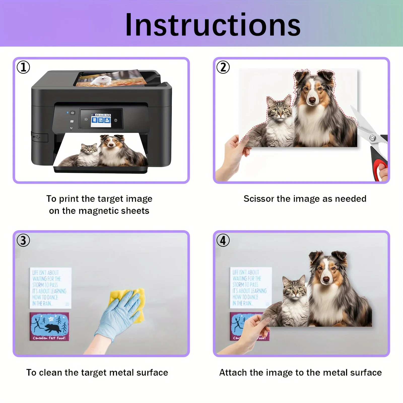 인쇄 가능한 자석 용지 3.5x5 10매 무광택 16mil 잉크젯 프린터용, DIY 사진 냉장고용 구부릴 수 있는 자석