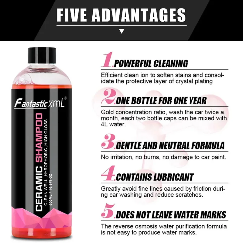 Car Wash Shampoo 500ML/Bottle Super Foam Paint Detailing Cleaning Materials