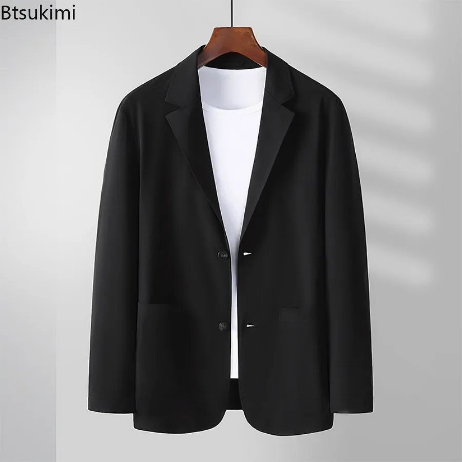 2024 High-end Men's Thin Blazer Jacket Fashion Casual Slim Light Business Suit Coats Men Trend Two-button Blazers Versatile Tops
