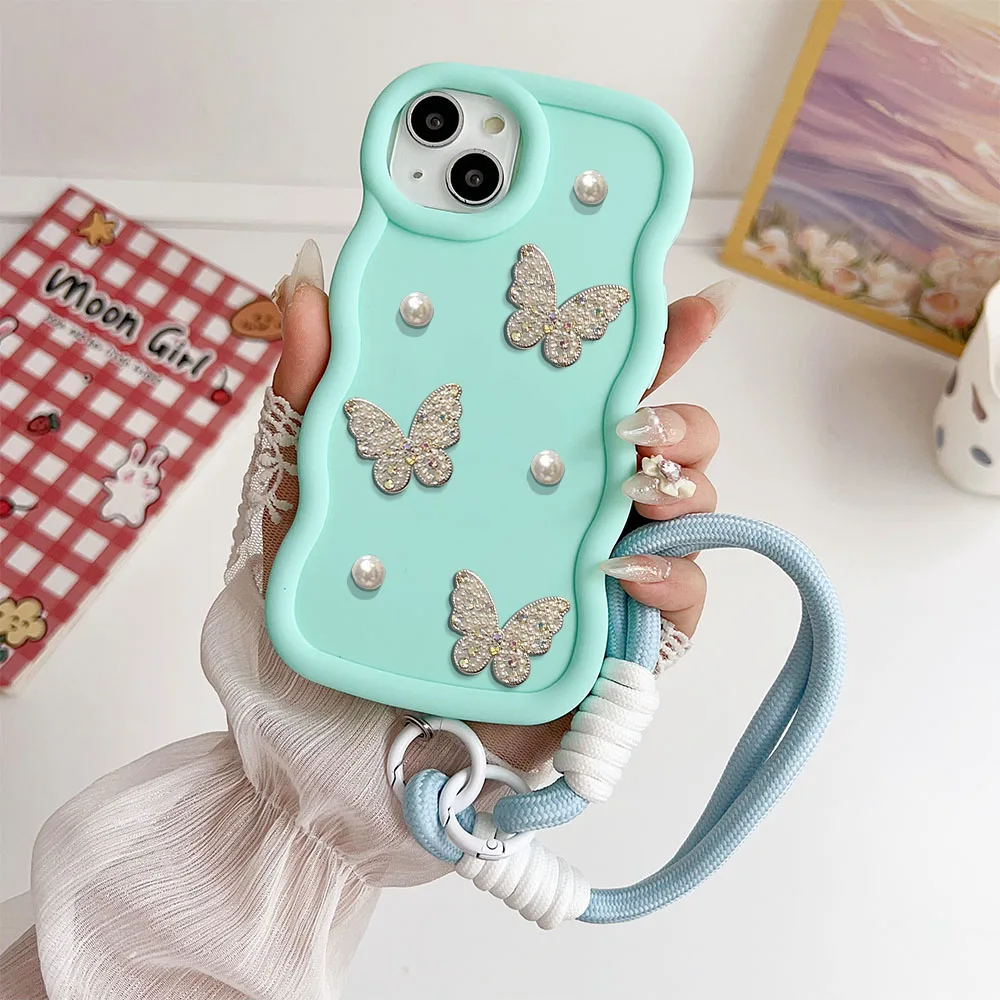 Elegant 3D Pearl Butterfly Silicone Phone Case