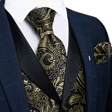  Men's Vest Blue Silk Floral Suit Vest V Neck Tie Set For Wedding Party Brand Formal Dress Waistcoat Man Casual Sleeveless Jacket 