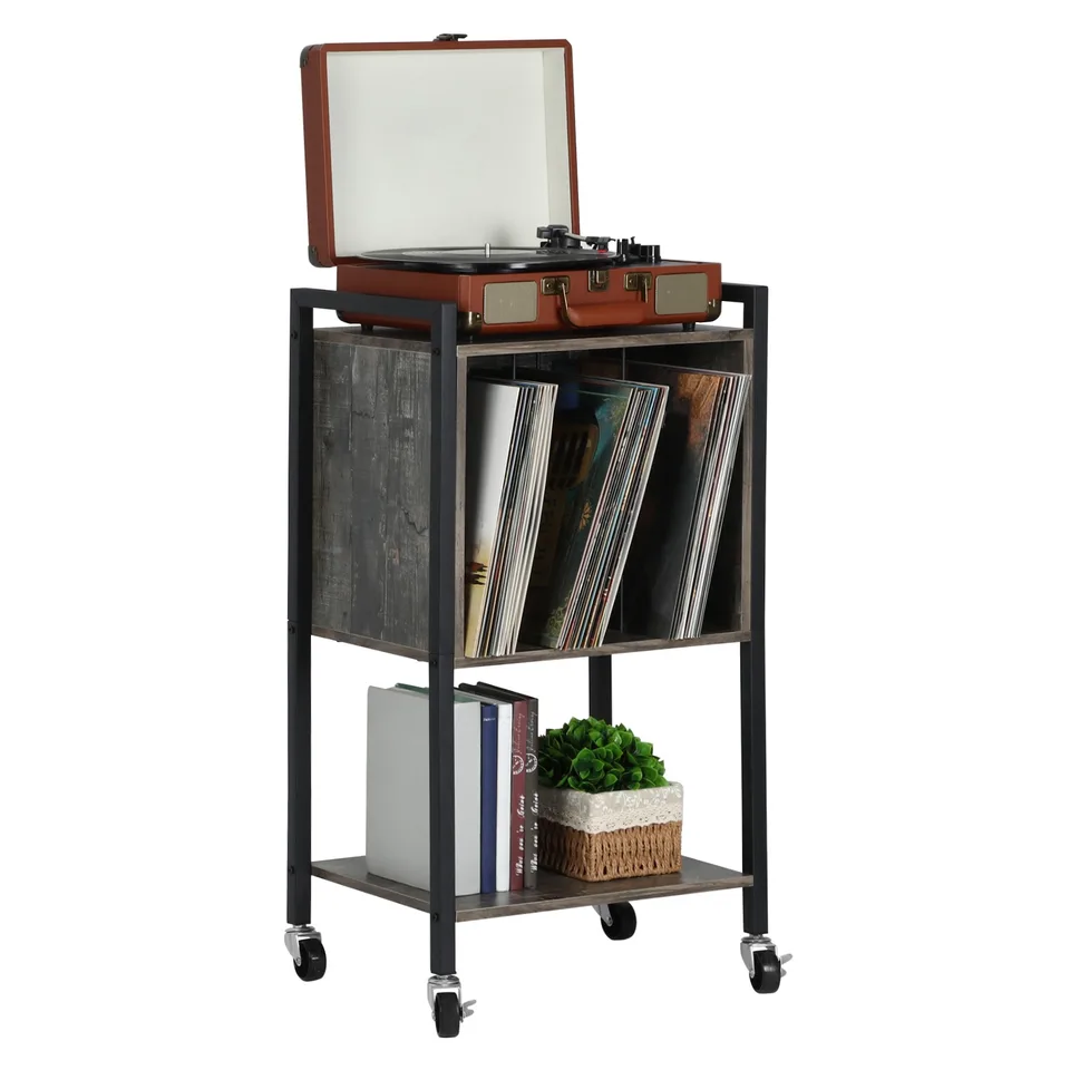 Vinyl Record Player Stand with Storage Cabinet
