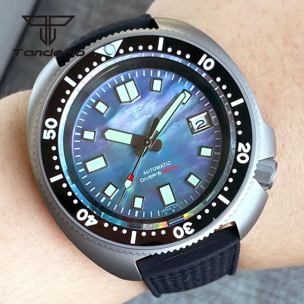 

Tandorio 44mm Titanium Dive NH35A Automatic Watch for Men 20Bar MOP Dial Sapphire Crystal Ceramic Bezel Date Rubber Luminous