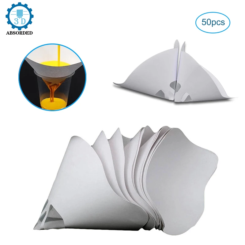 

50PCS Resin 3D Printer Paper Filter Photocuring Consumables Thicker White Paper Funnel for ANYCUBIC Photon ELEGOO Mars 2 Pro 3