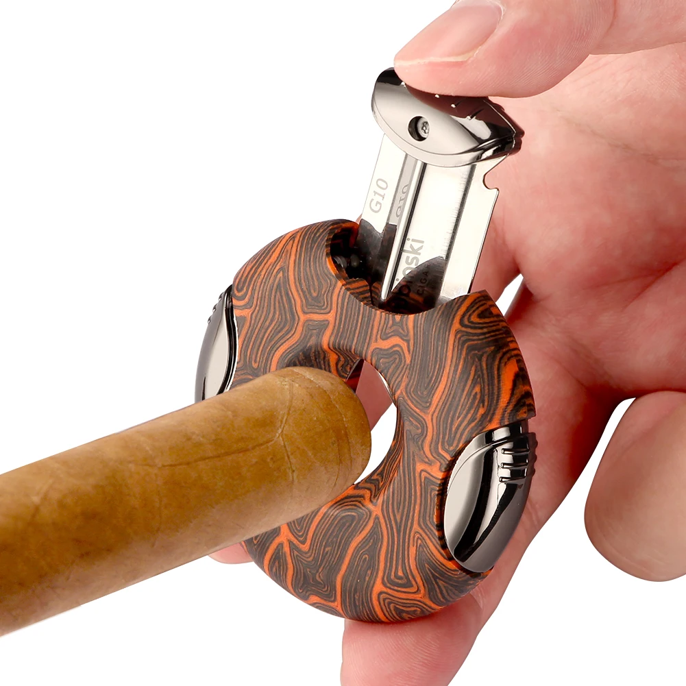לוינסקי עגול g10 סיגר v חותך מתכת יוקרה נייד עישון כלי חיתוך סיגר v-לחתוך סכין סיגר עם תיבת מתנה
