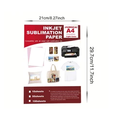 A4 Sublimation Heat Transfer Paper - 50 Sheets for DIY T-Shirts, Bags, and Ceramics (50sheets)