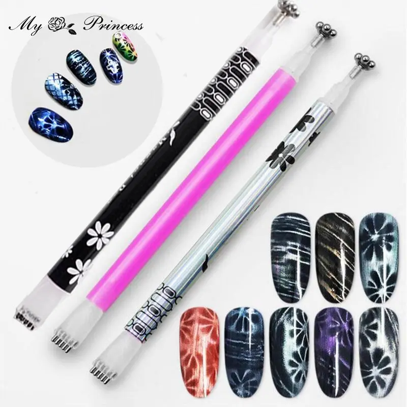 

Nail Art Magnet Stick Cat Eyes Double Headed Magnet for Nail Gel Polish 3D Line Strip Effect Strong Magnetic Pen Manicure Tools