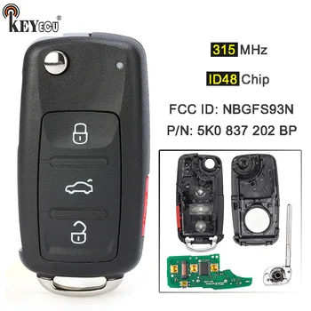 Keyforkess 315MHz MQB ID48 Chip FCC ID: muslimb, muslimah Flip Keyless-go portachiavi a distanza per Volkswagen Jetta Passat 2017-2019