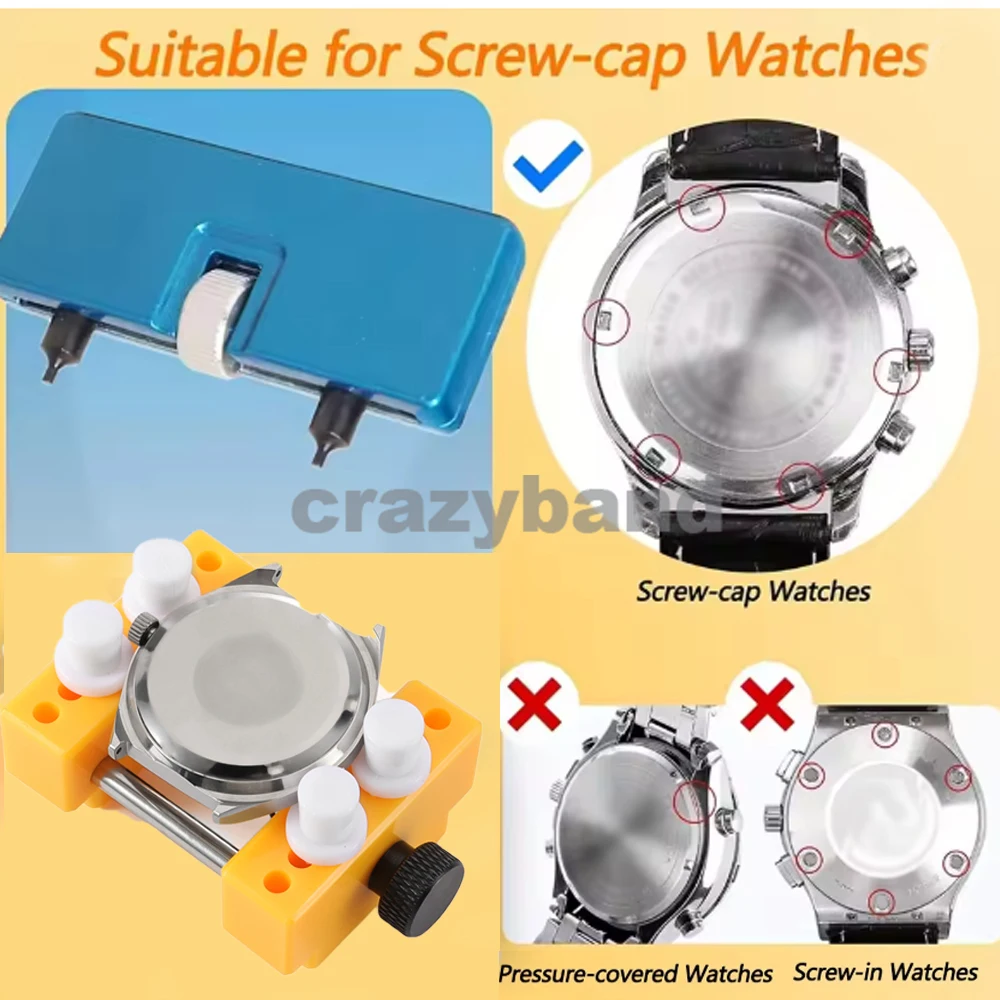 Enhanced Watch Back Case Opener and Repair Tool Set with Holder Accessories