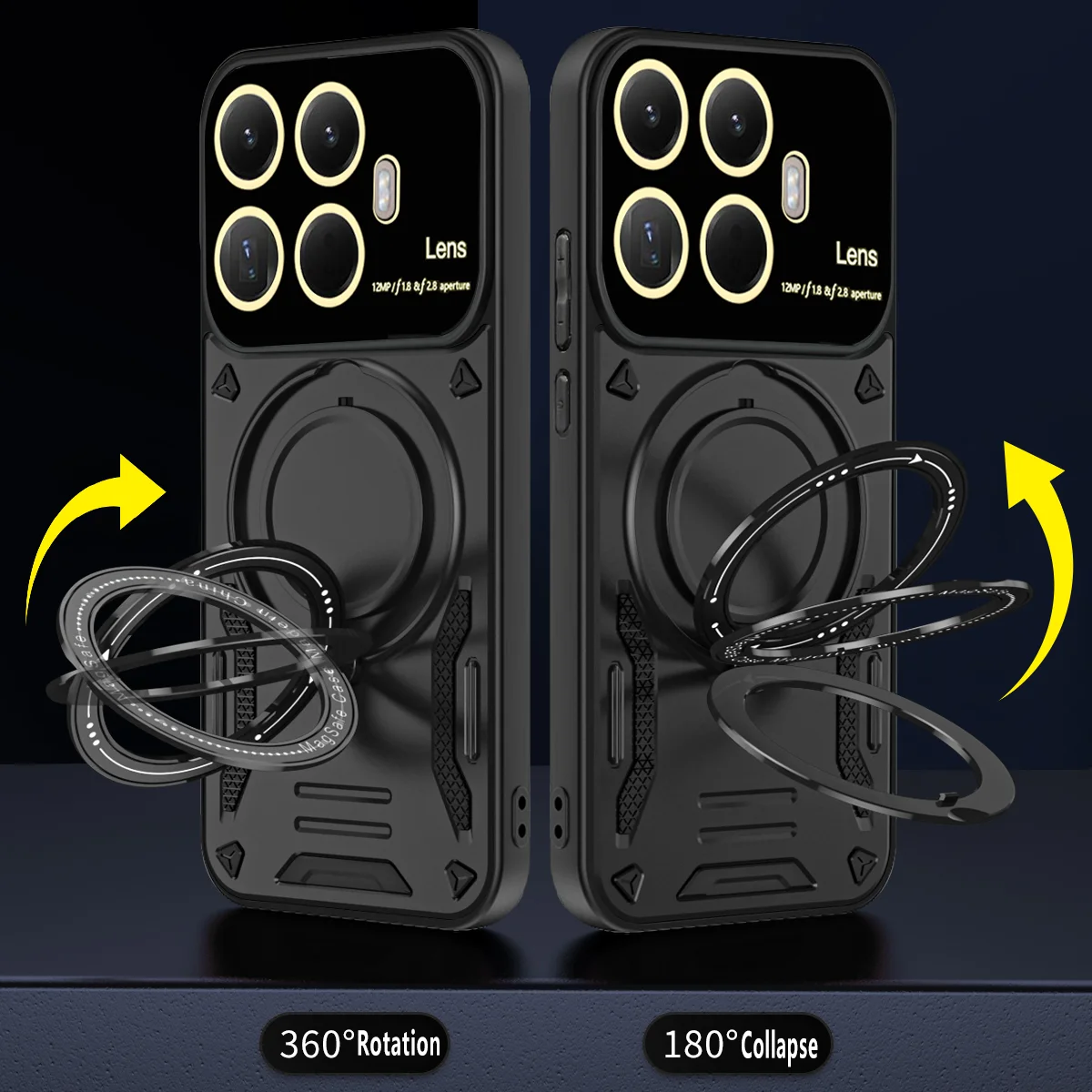 Magnetic Ring Armor Phone Case with Camera Protection and Back Cover