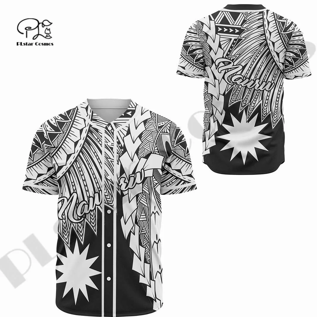 Newest 3Dprinted Nauru Baseball Jersey Shirt Polynesian Tribal Wave Tattoo Casual Unique Unisex Funny Sport Streewear Style-1 6