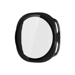 Premium Tempered Glass Screen Protector with Hard PC Bumper Case for Galaxy Watch 8 44mm (Black)