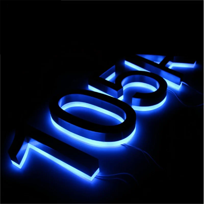 Outdoor waterproof 10cm high stainless steel backlit house numbers, 4