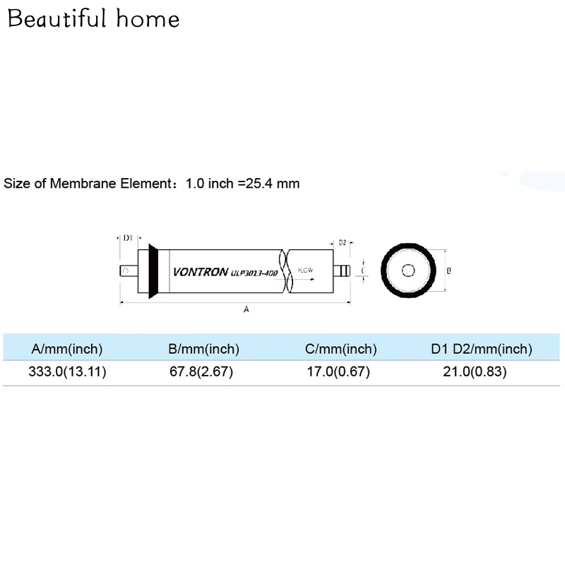 1PC HID 400 gpd RO Membrane TFC3013-400 Water Purifier for Drinking filter element