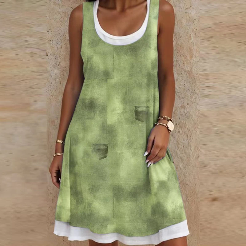 

Женское винтажное платье-пуловер с круглым вырезом, без рукавов