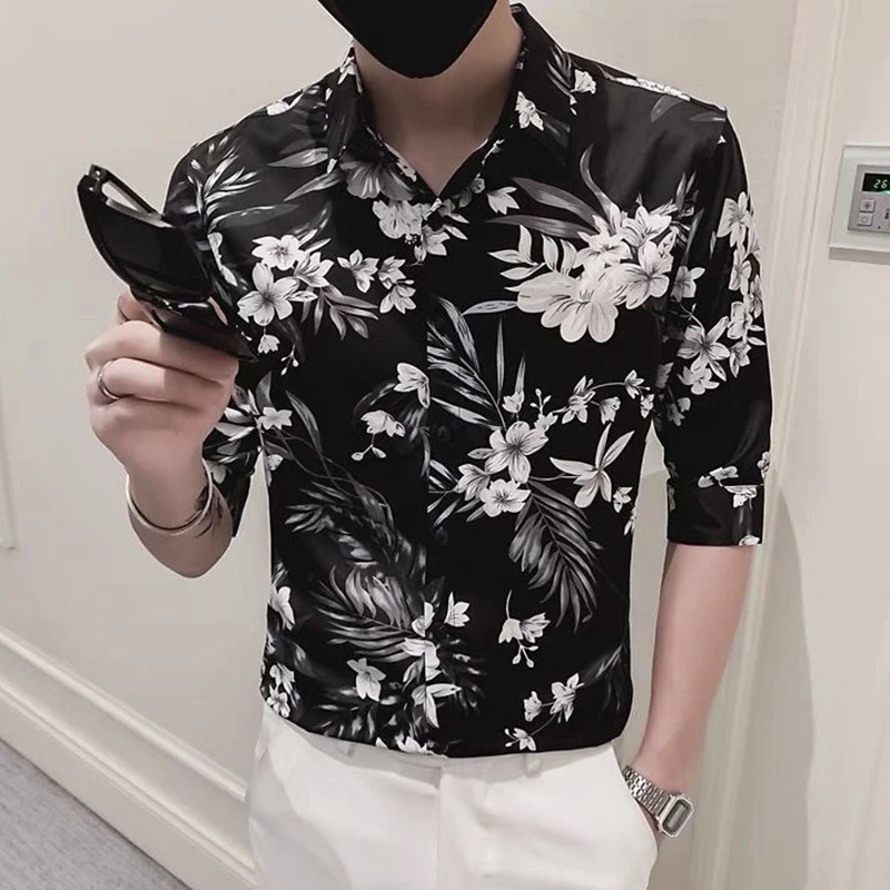 Description Picture 5 of itemFashion Lapel Loose Printed England Shirts Men's Clothing 2024 Spring New Oversized Casual Tops Half Sleeve All-match Shirt