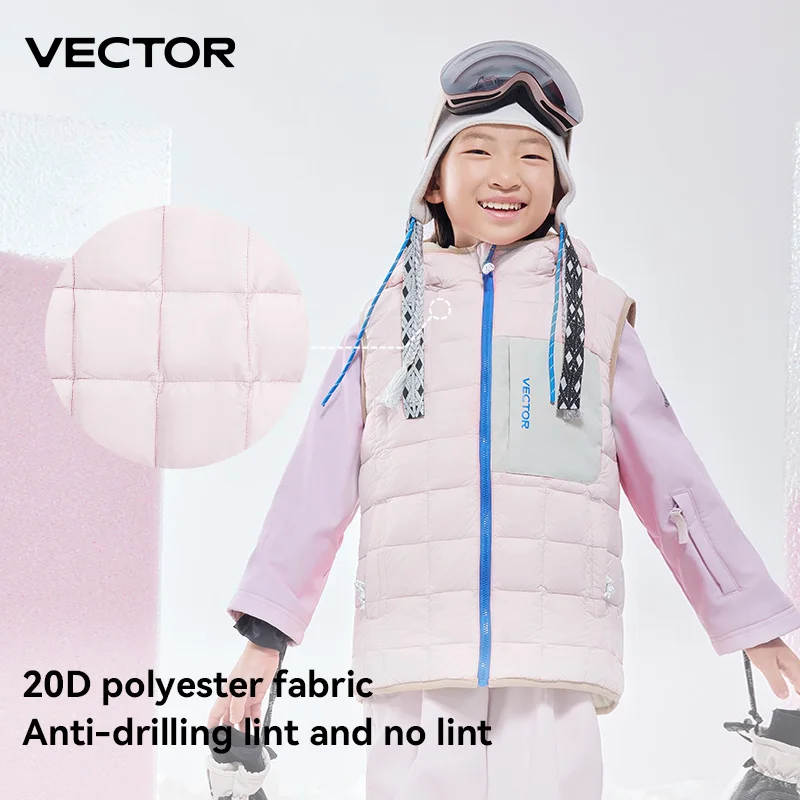 VECTOR Children's Double-sided Down Jacket Mid-level Vest for Warmth and Protection Suitable for Indoor and Outdoor Skiing