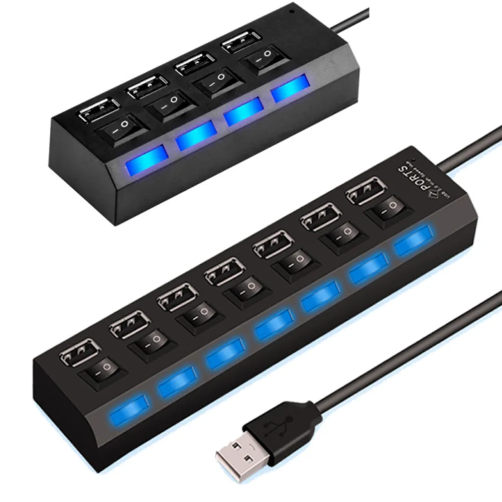 

4/7 Ports USB HUB 2.0 3.0 High Speed USB Splitter Expander Multi-Port Independent Switch for PC Laptop Mac Windows