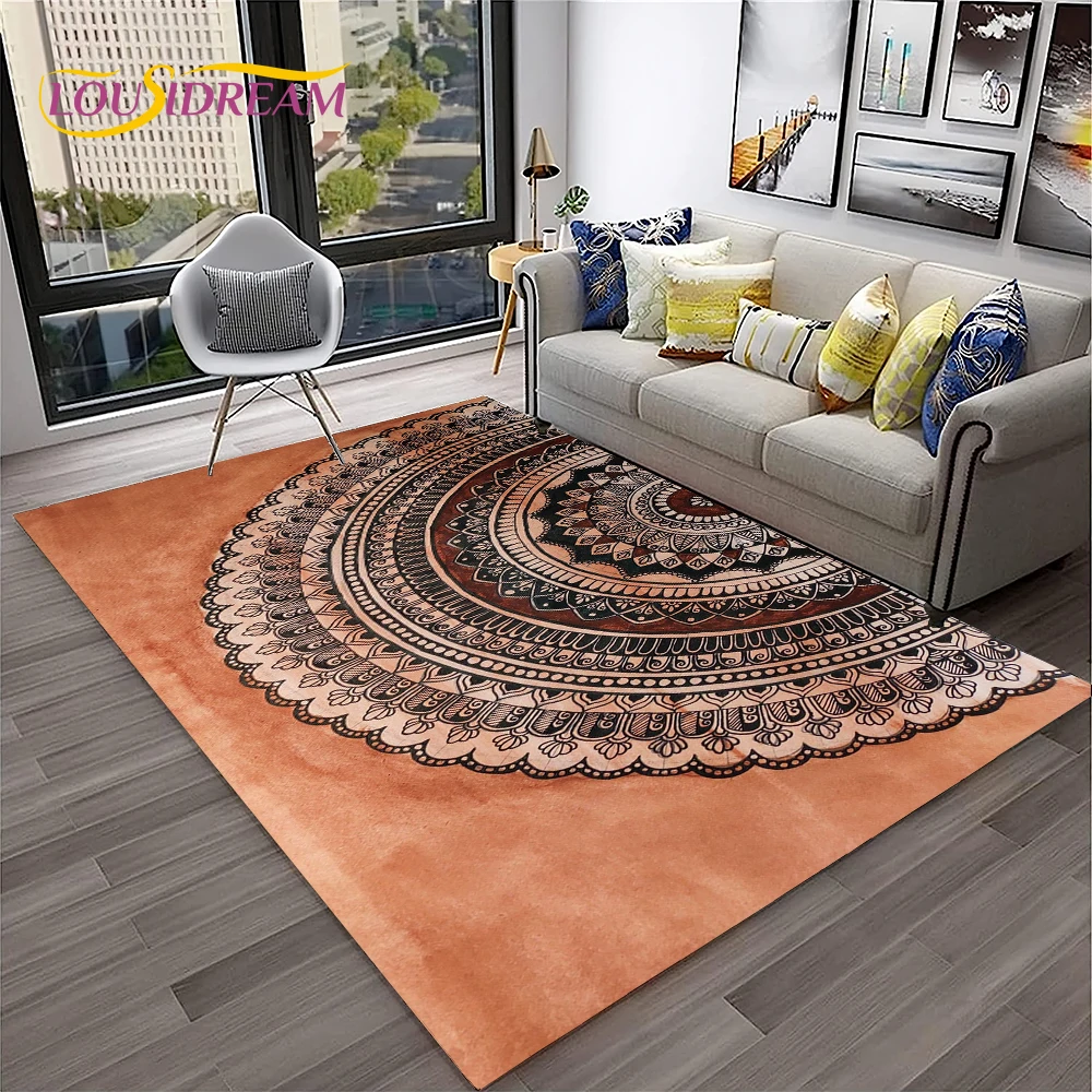 Bohemia Mandala Geometric Flower Carpet Rug for Home Living Room Bedroom Sofa Kitchen Doormat Decor,Area Rug Non-slip Floor Mat