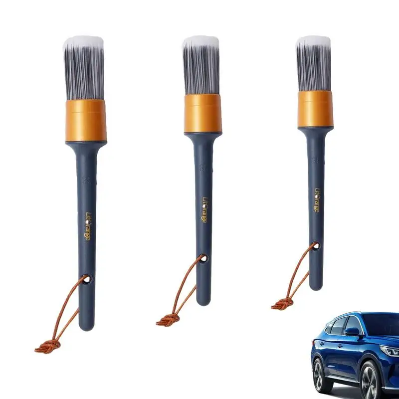 

Car Detailing Brush Kit No Scratch Detail Brush Kit 3 Pieces Detailing Set Car Detailing Kit For Cleaning Leather Seats Exterior