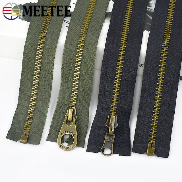 Meetee 1Pc 80/100/120cm Metal Zipper Double-slider Auto Lock Zippers for  Jackets Coat Repair DIY Bag Clothing Sewing Accessories
