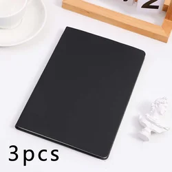 Premium Soft Leather Notebook, 120 Pages, Waterproof Cover, Comfortable Touch for A5 (Black-3pcs)