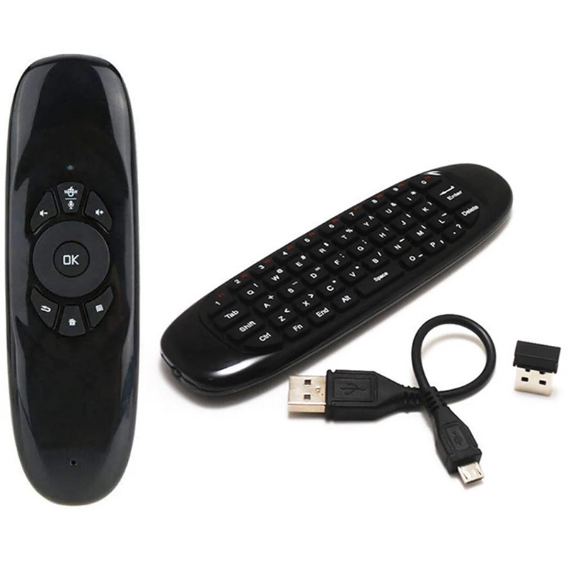 Backlight Air Mouse Recarregável Controle Remoto sem Fio Teclado para Android tv Box Computador Espanhol Russo Inglês 2.4g C120