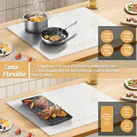 Karinear Plaque Induction 4 Feux avec Fiche, 59CM Encastrable Plaque de Cuisson, Verre Blanc, 3500W, Zones combinées, commandes à curseur, 9 niveaux de puissance, 240V 6