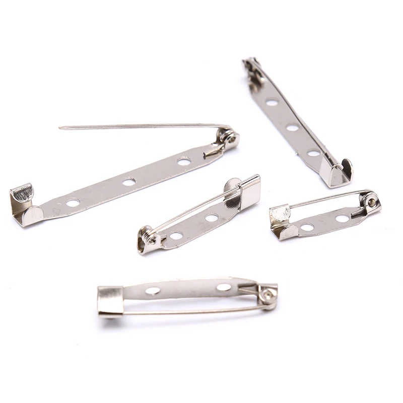 Jewelry findings badge parts badge pin 10pcs/lot stainless steel brooch base back bar badge holder DIY jewelry accessories safe lock brooch pins