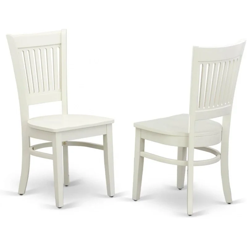 

East West Furniture Vancouver Dining Slat Back Wood Seat Kitchen Chairs, Set of 2, Linen White