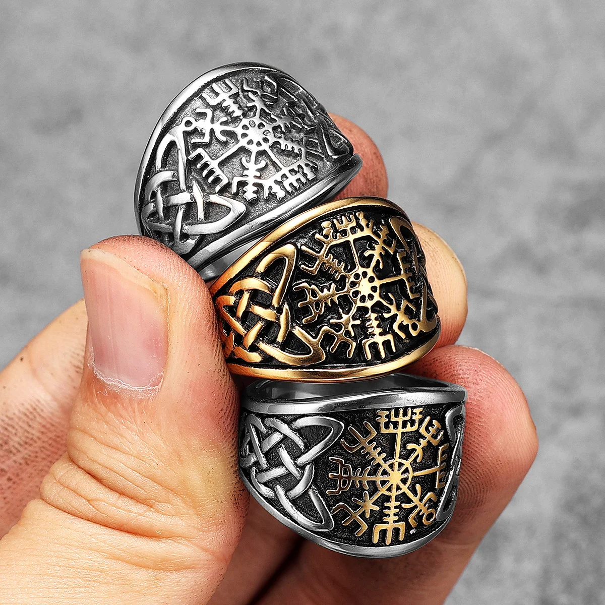 Viking Compass Celtic Knot Men Rings Stainless Steel Women Jewelry Vintage Punk Cool Stuff Fashion Accessories Gift Wholesale 4