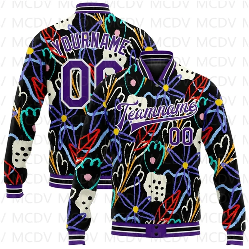 Custom Graffiti Pattern White-Navy Grunge Art With Dinosaur And Words 3D Bomber Full-Snap Varsity Letterman Jacket