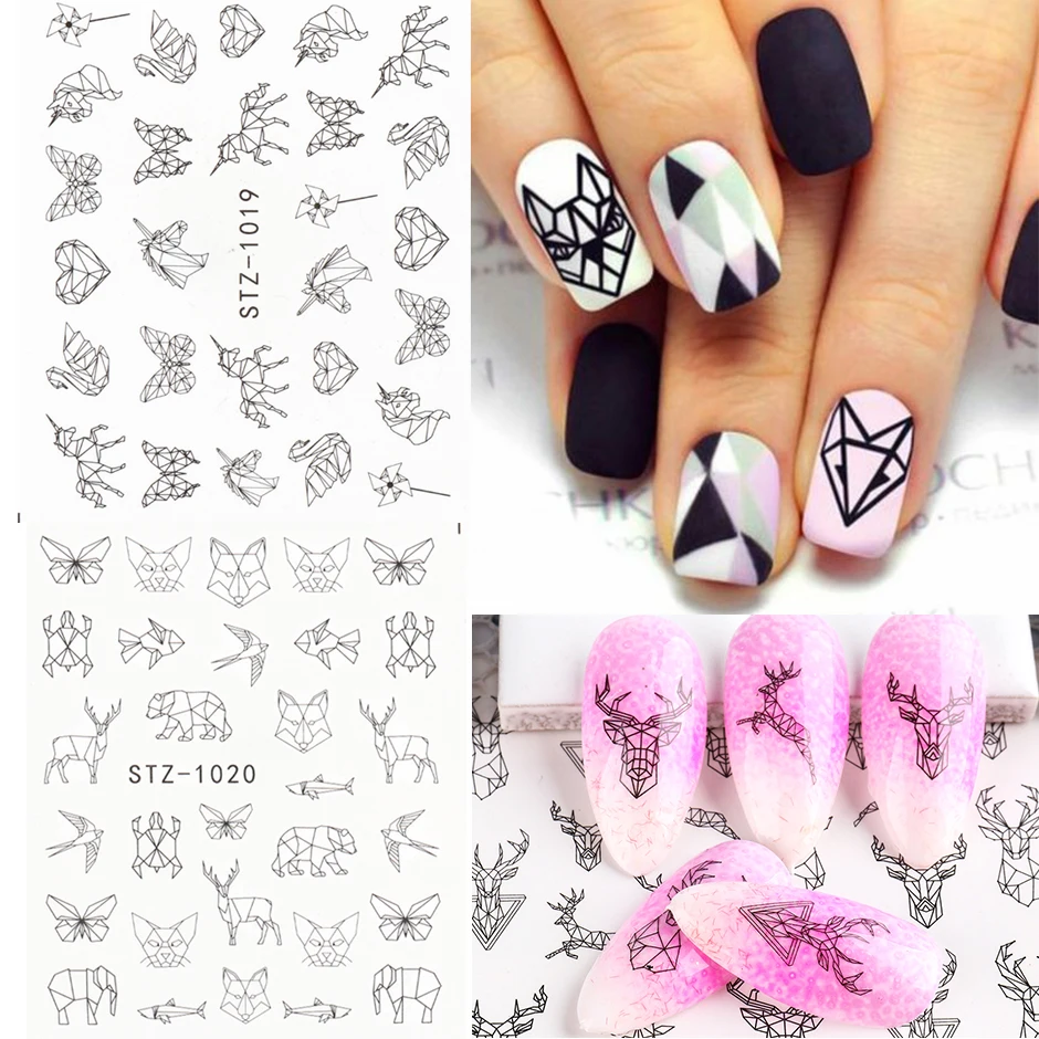 Nail Decals Nail Stickers Nail Art Decoration Abstract Lady Face Nail Decals Water Black Leaf Sliders Paper Nail Art Decor Gel Polish Sticker Manicure Foils