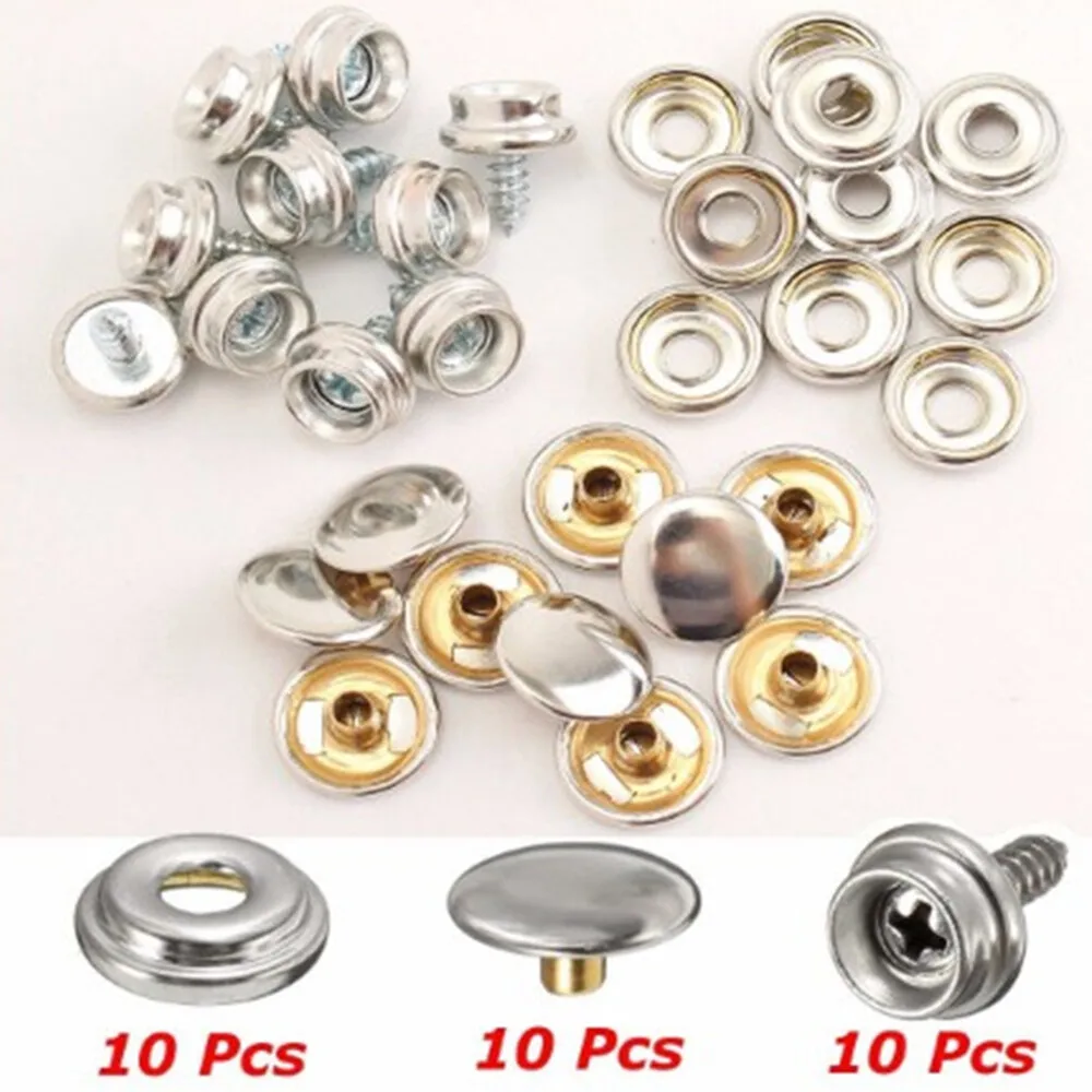 30-90PCS 스테인레스 스틸 나사 4 in 1 버클 15MM 개인 항공기 텐트 보트 캔버스 나사 소켓 DIY 버튼 나사
