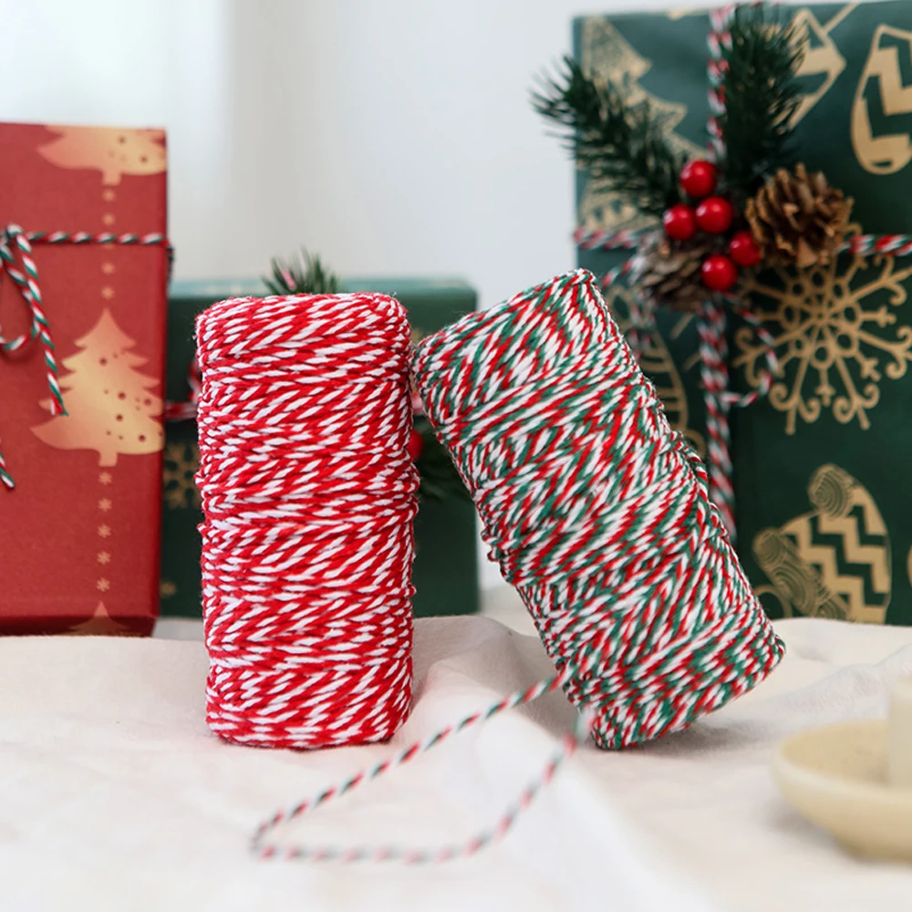 For Home Decor Handmade Christmas DIY Gift Wrap 328ft 2mm Natural Cotton Rope Colorful Twisted String Cotton Cords Rope