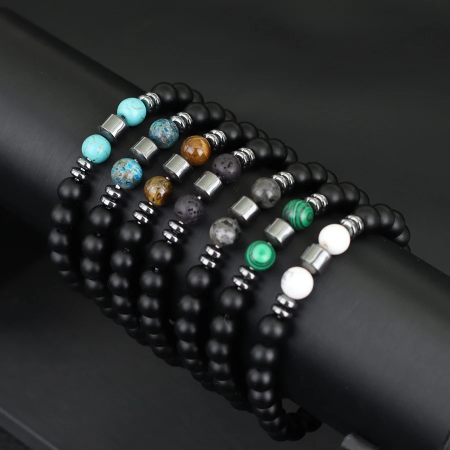 Men Natural Tiger Eyes Volcanic Rock Healing Bracelet