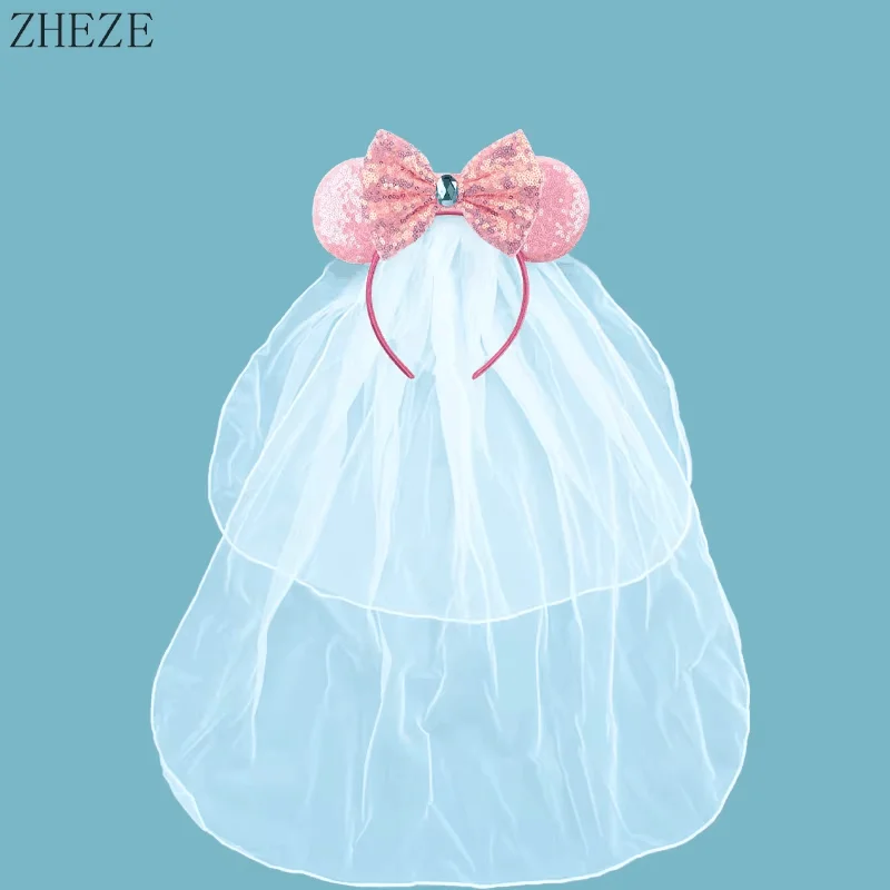 2024 Valentinstag Maus Ohren Stirnband Für Mädchen Frauen Pailletten Liebe 5 "Bogen Haarbänder Festival Party DIY Haar zubehör Femmes – Detail 13