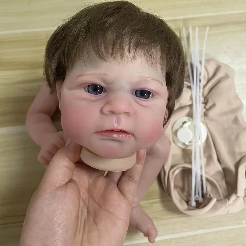 

18Inch Reborn Doll Kit Elijah with Rooted Hair Handmade Lifelike Newborn Baby 3D Painted Skin with Visible Veins bebé reborn Kit