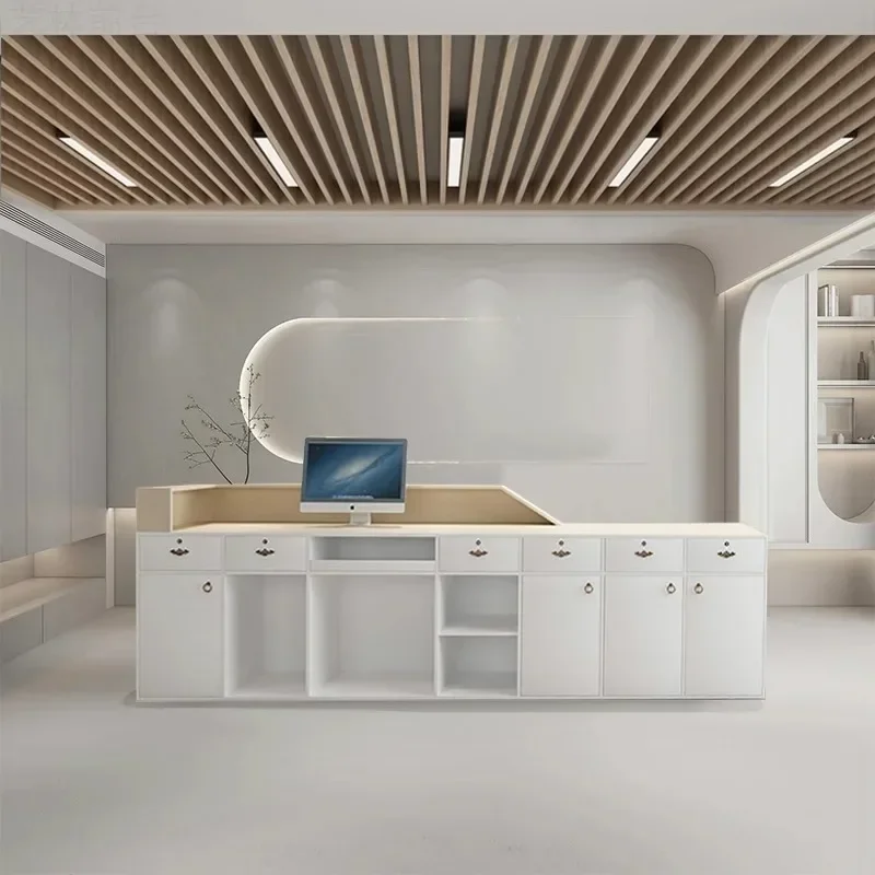 Company Hotel Reception Desk Beauty Salon Store Paint Baking Cash Register Chinese Bar Table Counter Bancone Bar Accessories