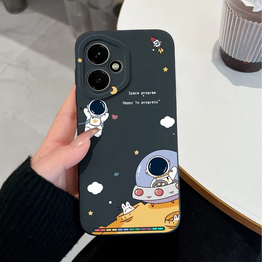 Astronaut-Themed Liquid Silicone Anti-Slip Phone Case