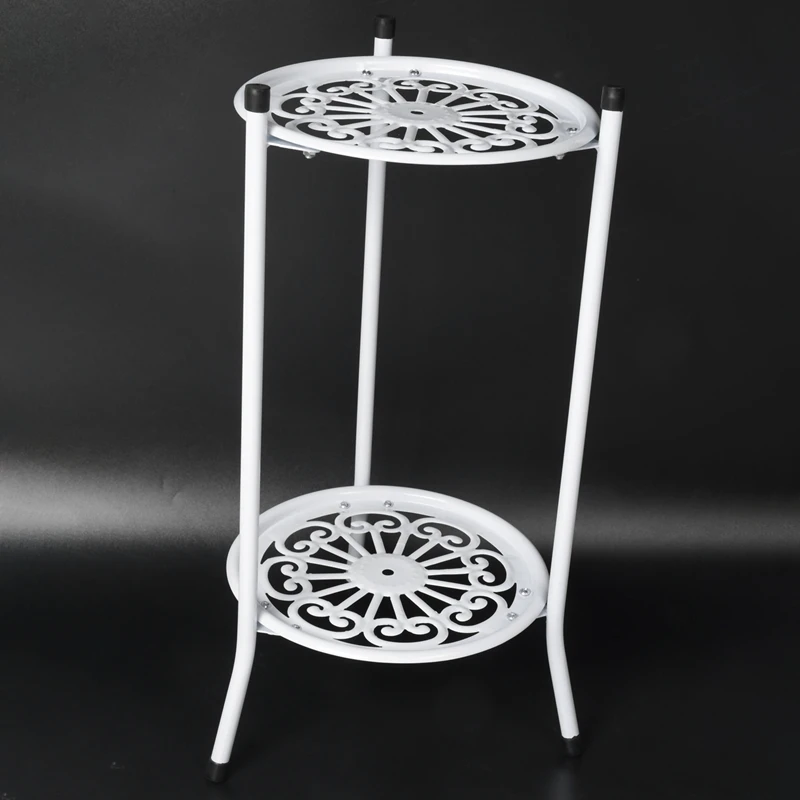 GEGE Two-Layer Elegant Metal Plant Stand Shelf Potted Plant Holder Modern Tall Pot Stands For Indoor Outdoor Decor